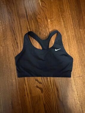 Nike Black Racerback Medium-Impact Sports Bra with White Swoosh